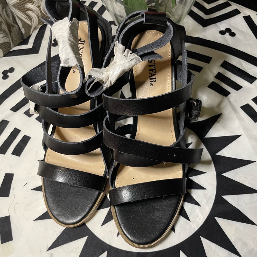 Just Fab Black Strappy Sandals